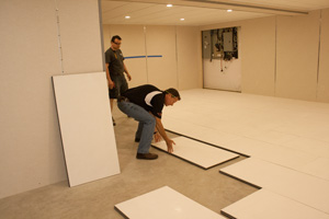 Installing ThermalDry® insulated subflooring in basement